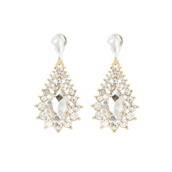 ( Silver) geometry luxurious Earring drop hollow splice color crystal earring occidental style retro Alloy diamond earr