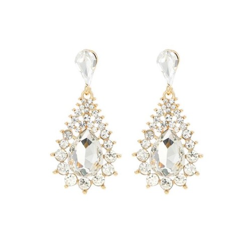 geometry luxurious Earring drop hollow splice color crystal earring occidental style retro Alloy diamond earr