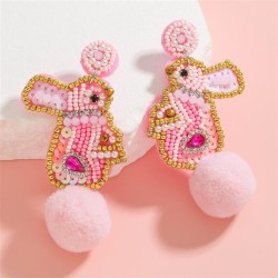  lovely handmade beads color samll rabbit earring Pearl sequin weave Earring
