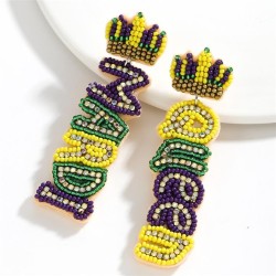 occidental style creative Word handmade multilayer diamond super beads earring..