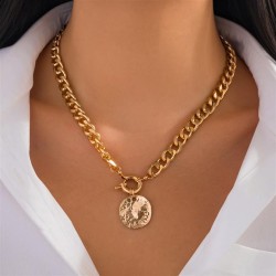 occidental styleins Metal pendant necklace woman  samll buckle layer chain cla..
