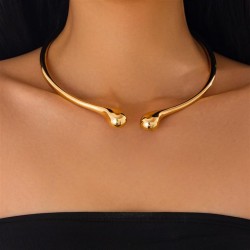 occidental style personality Metal surface opening Collar ins brief drop circl..