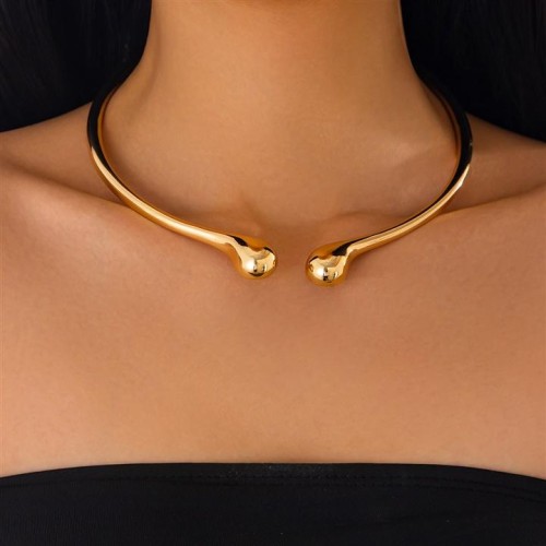 occidental style personality Metal surface opening Collar ins brief drop circle
