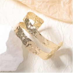  Irregular high hollow personality Metal Double layer opening lady bangle brie..