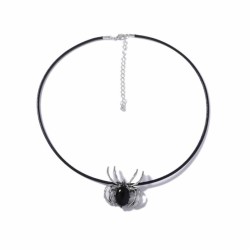  brief fashion trend retro black Alloy animal pendant rope all-Purpose necklac..