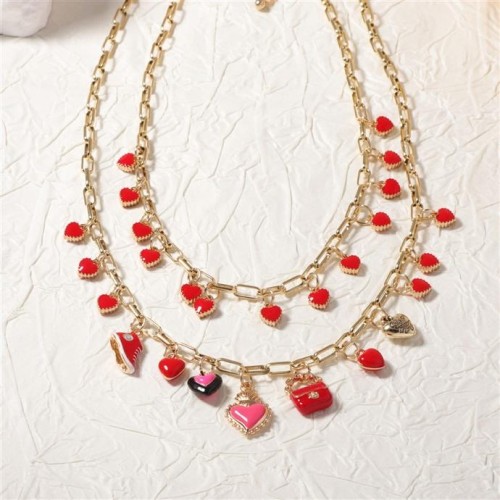  brief fashion fresh samll creative enamel Alloy love bag bag multilayer woman necklace