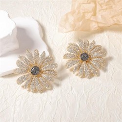  exaggerating Alloy fully-jewelled temperament big flowers ear stud medium fas..