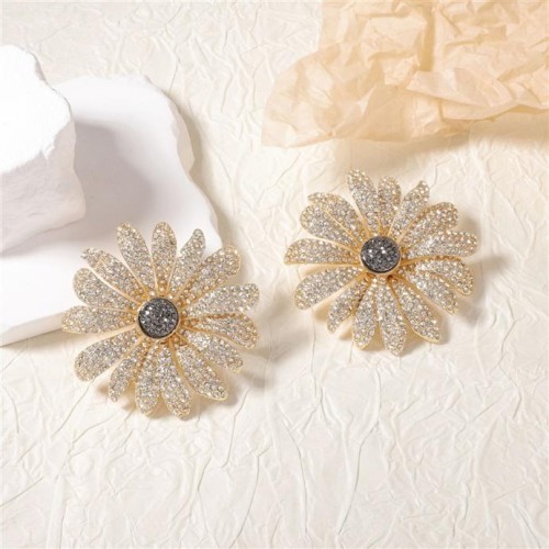  exaggerating Alloy fully-jewelled temperament big flowers ear stud medium fashion banquet woman style