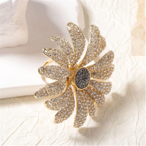 occidental style high samll wind fully-jewelled exaggerating Alloy big flowers flowers opening lady ring