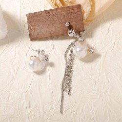  samll fashion asymmetry embed zircon long style tassel imitate Pearl pendant ..