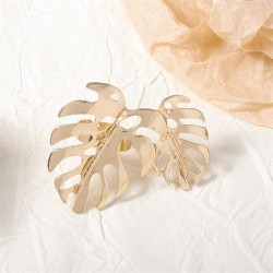  exaggerating personality fashion trend Alloy three-dimensional hollow leaves ..