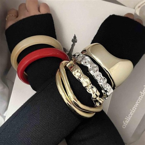personality trend fashion resin geometry Round asymmetry opening woman bangle