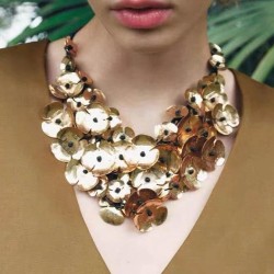  exaggerating tassel multilayer Metal petal flowers rope clavicle chain high u..