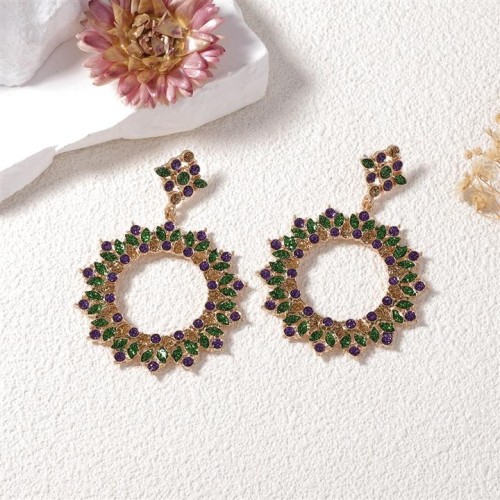  brief fashion Alloy fully-jewelled geometry flowers flowers earring high woman style