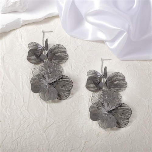  occidental style exaggerating Metal hollow three-dimensional flowers tassel earring fashion petal samll woman