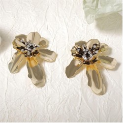  fashion exaggerating personality wind Metal flowers ear stud embed zircon bud..