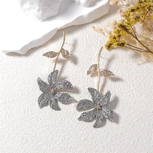 occidental style fashion brief creative fully-jewelled Alloy exaggerating flowers earring high samll