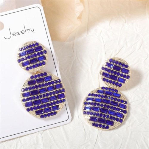 occidental style fashion fully-jewelled brief geometry Round pendant Earring super woman temperament day style