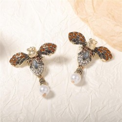  retro fully-jewelled unique Alloy imitate Pearl earring mediumVintage high wo..