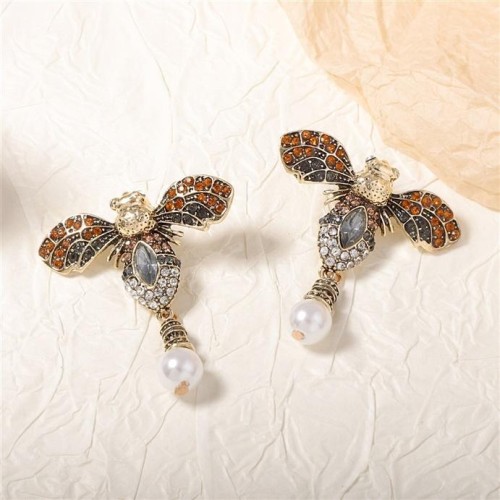  retro fully-jewelled unique Alloy imitate Pearl earring mediumVintage high woman