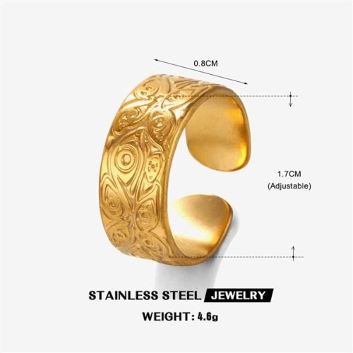 ( Gold)occidental style fashion stainless steel pattern ring woman retro Bohemia fashion gold titanium steel ring