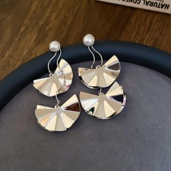 silver Irregular sector Pearl ear stud samll exaggerating earrings fashion Ear..