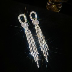 occidental style diamond triangle tassel ear stud fashion temperament earrings..