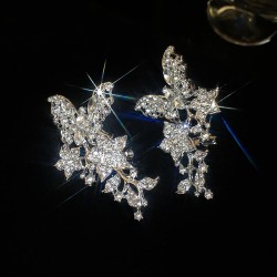 super diamond butterfly flowers Ear clip high samll earrings fashion temperame..