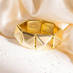 (S6 8/ Gold) occidental style personality gold silver square bangle  high Metal wind surface exaggerating woman