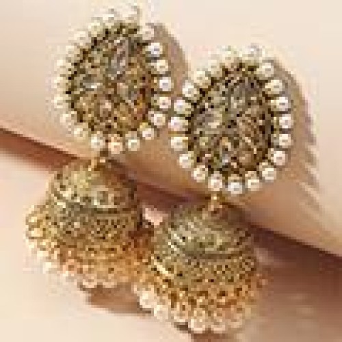 1 fashion mosaic Pearl drop temperament lady earring