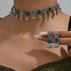 1 fashion retro flowers flash diamond temperament woman necklace earring woman..