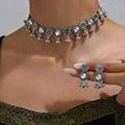 1 fashion retro flowers flash diamond temperament woman necklace earring woman..