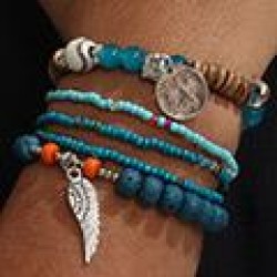 fashion Bohemia noble wind wings watch-face multilayer beads temperament man b..