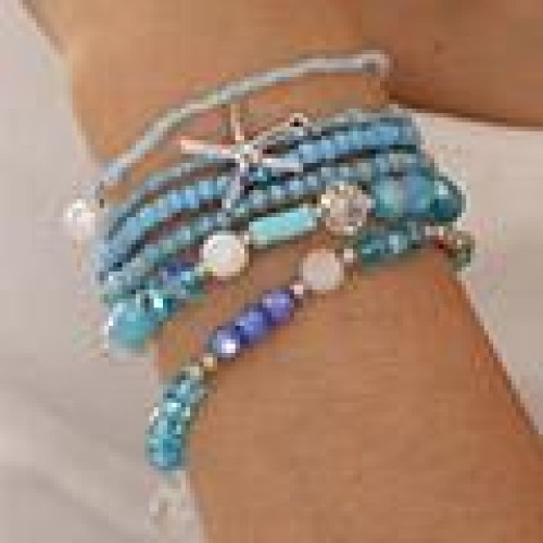 fashion concise Bohemia noble wind starfish multilayer mash up temperament lady bracelet