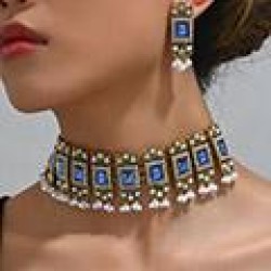1 fashion retro gorgeous gem temperament exaggerating short necklace earring w..