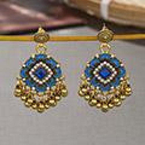 1 fashion noble wind retro flash diamond flowers personality lady earring
