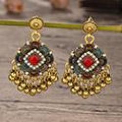 1 fashion noble wind retro flash diamond flowers personality lady earring