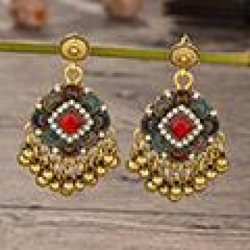 1 fashion noble wind retro flash diamond flowers personality lady earring