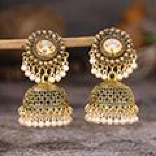 1 fashion noble wind retro shine gem exaggerating earring gem temperament