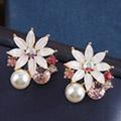 fine 1 fashion sweetOL flash diamond petal temperament lady ear stud
