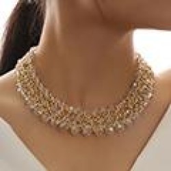 Stylish and concise preparation of three rows of short neck necklaces with crystal temperament