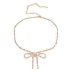 super claw chain fully-jewelled bow necklace occidental style exaggerating wom..