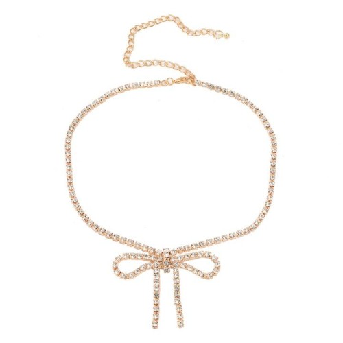 super claw chain fully-jewelled bow necklace occidental style exaggerating woman trend banquet bride