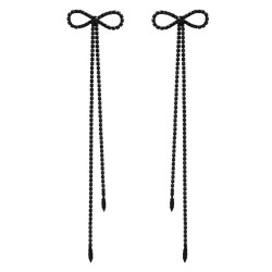 earrings occidental style exaggerating earrings super long style bow tassel Ea..