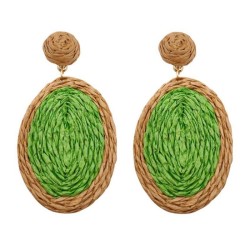Bohemian style geometry Round earrings woman handmade weave summer day wind Ea..