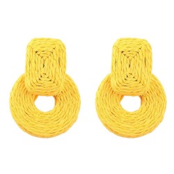  wind color weave earrings geometry Round Earring Bohemia