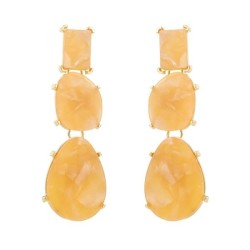 occidental style Alloy print embed resin earringss silver high multilayer long..