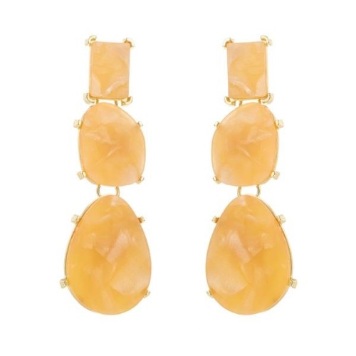occidental style Alloy print embed resin earringss silver high multilayer long style Earring