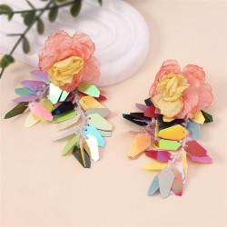 color sequin leaves flower handmadediy beads all-Purpose flowers earring