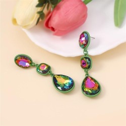  geometry Round multilayer trend colorful diamond Rhinestone long style earrin..